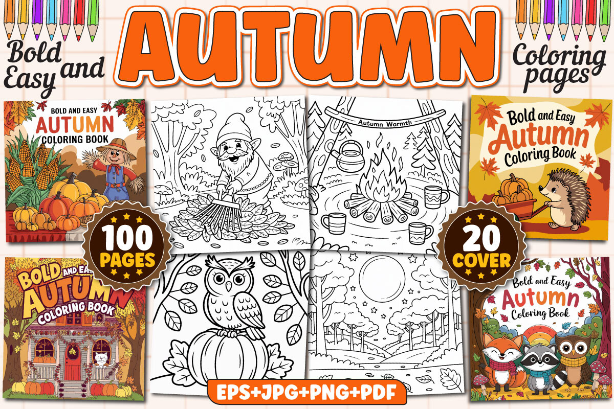 Bold and Easy Autumn Coloring Pages Kids