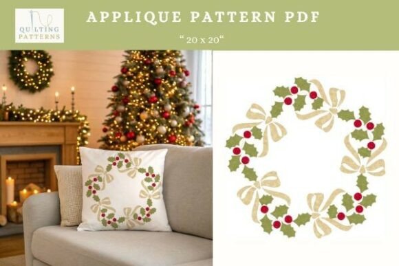 Christmas Wreath with Red Ribbons PDF