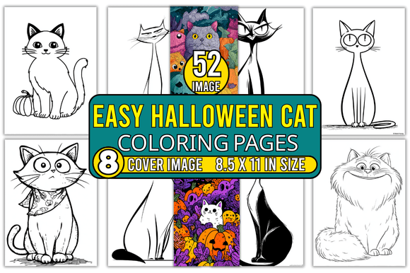 Easy Halloween Cat Coloring Pages