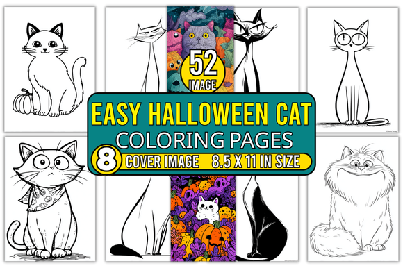 Easy Halloween Cat Coloring Pages
