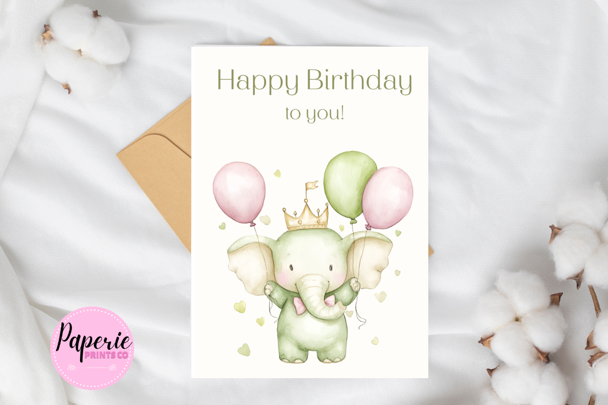 Elephant Birthday Card for Children