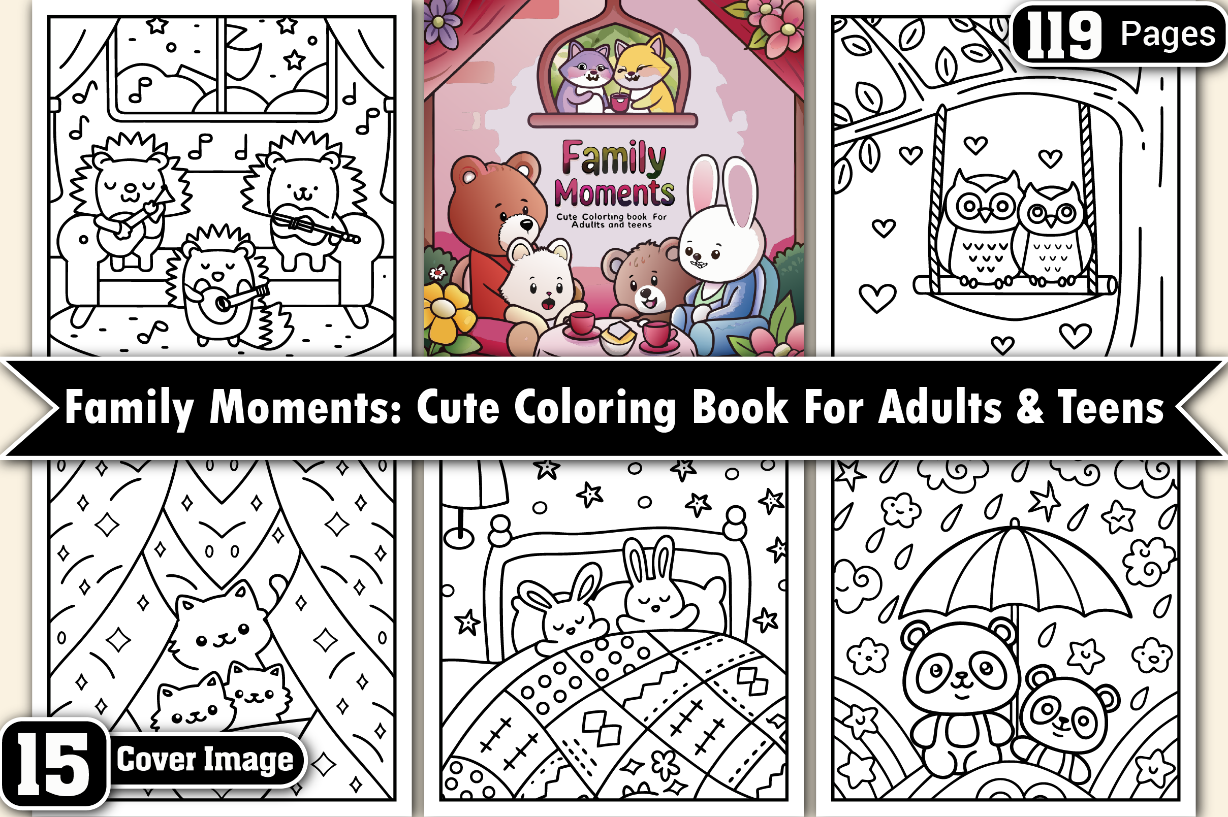 Family Moment Coloring Pages for Adults