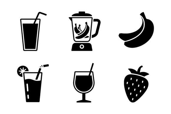 Fresh Fruit & Juice Bar Icon Set EPS