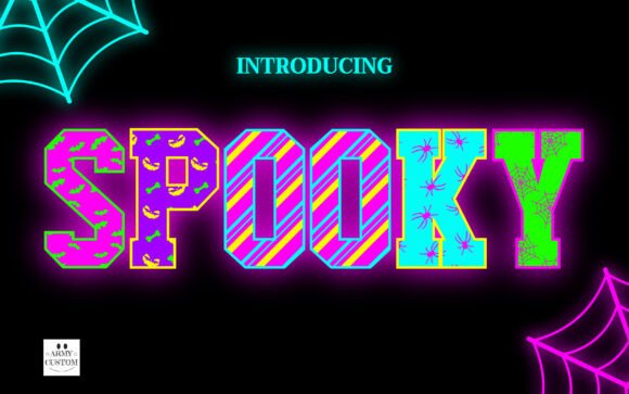 Halloweenneon Spider Font PNG with transparent background - Preview 1