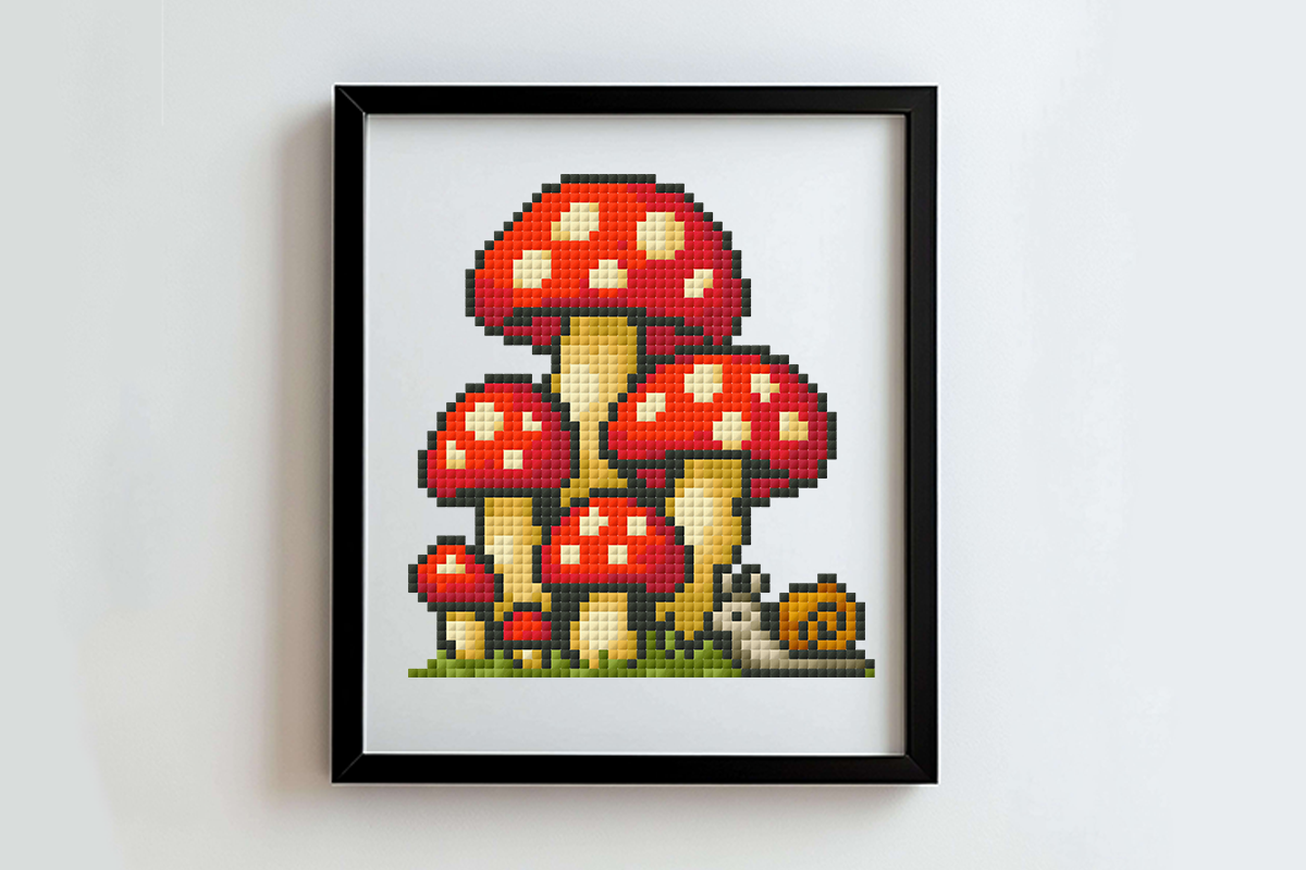 Mushroom and Snail Cross Stitch
