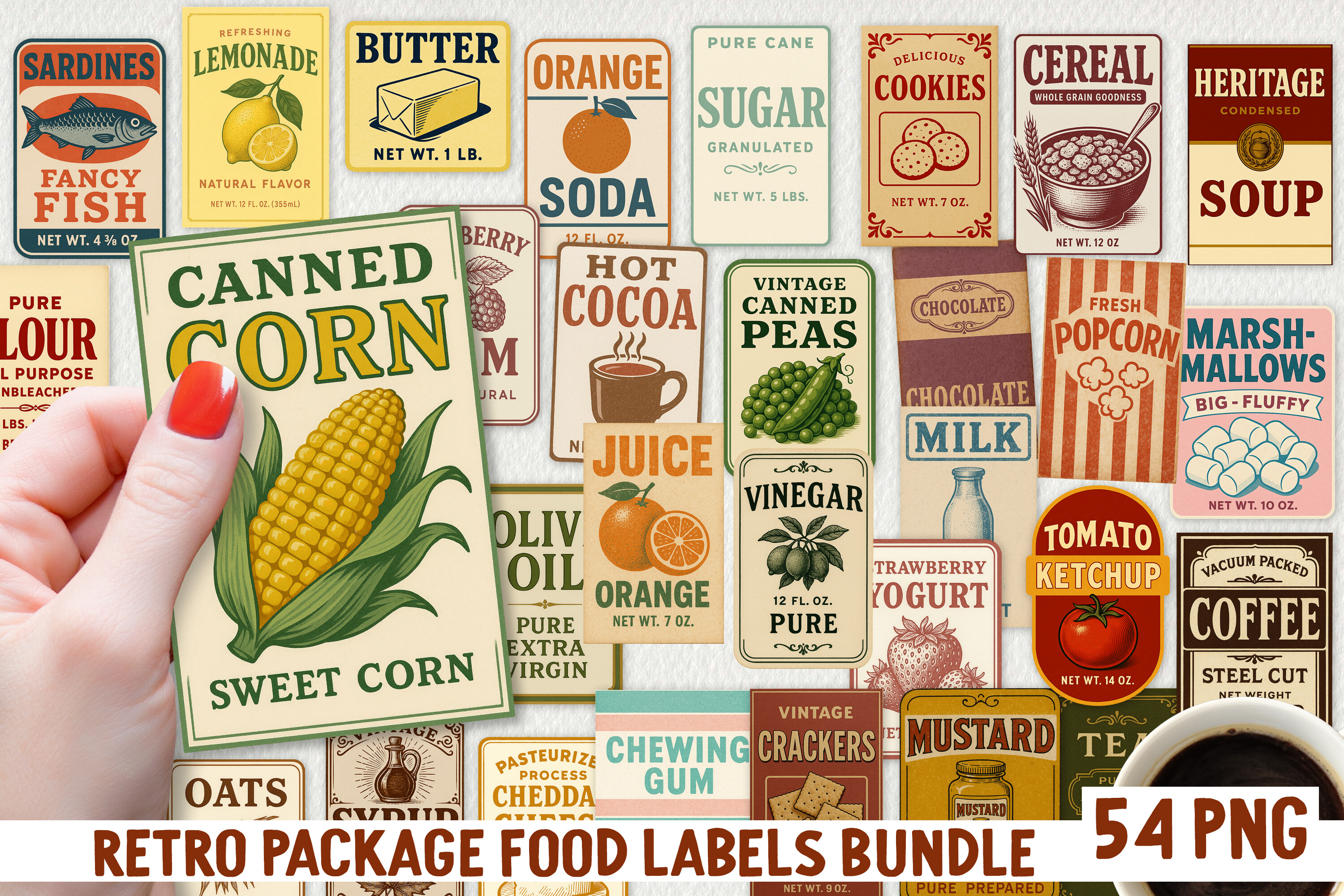 Vintage Food Label PNG Bundle