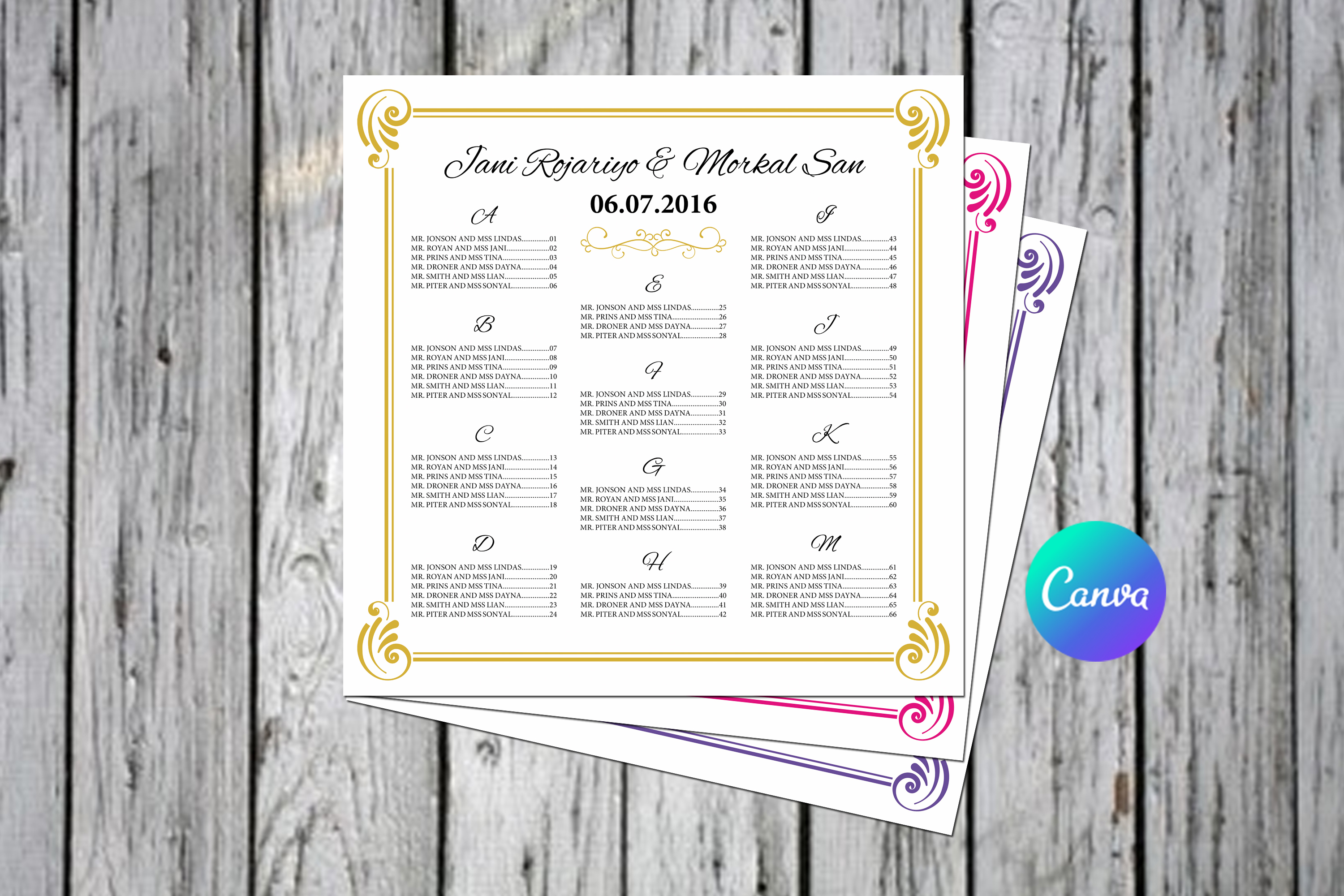 Wedding Seating Chart Template