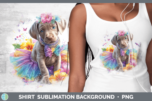 Weimaraner Shirt Dogs 01 Rainbow Summer Grafika Ilustracje AI Przez Enliven Designs