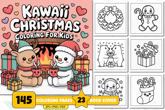 Kawaii Christmas Coloring Pages for Kids