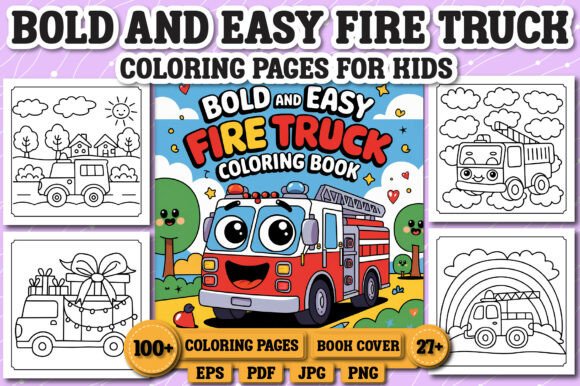 Cute Fire Truck Coloring Book for Kids