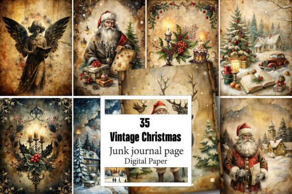 Vintage Christmas Junk Journal Pages