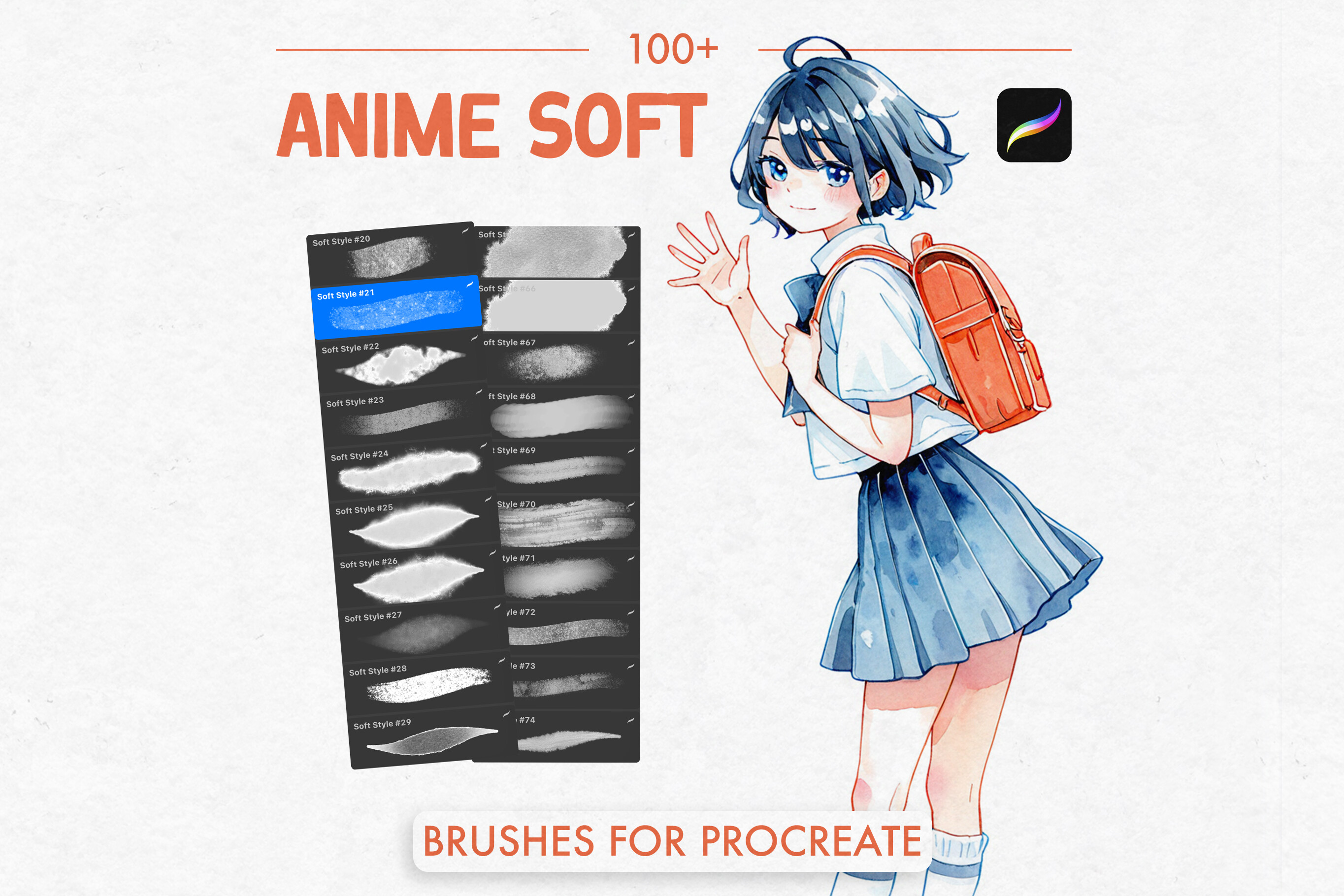 100 Anime Soft Style Brushes Procreate - photo 1
