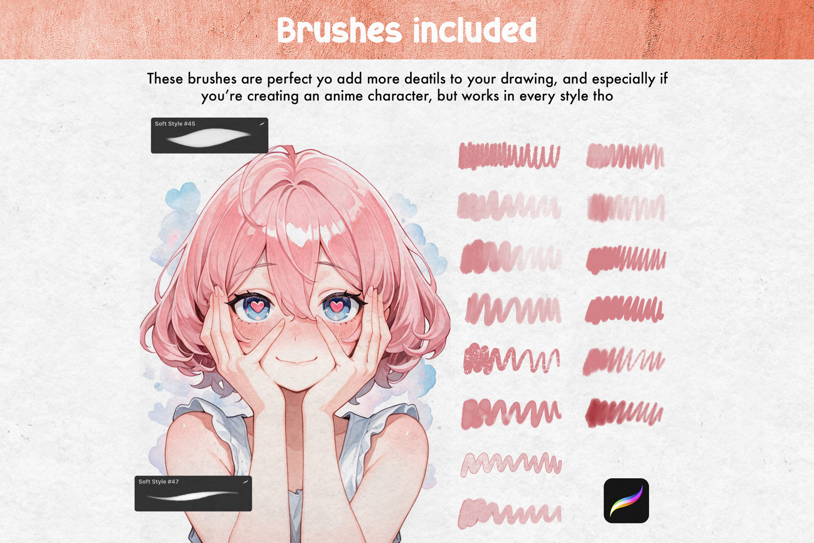100 Anime Soft Style Brushes Procreate - photo 5