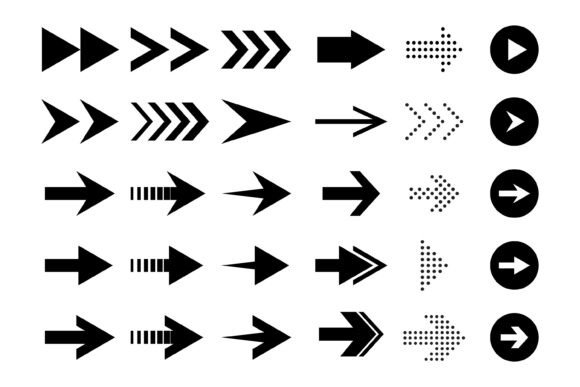 A Diverse Collection of Black Arrow Icon Grafika Ikony Przez sabavector