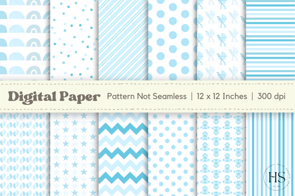 Blue Baby Boy Digital Paper Pack Graphic by Heyv Studio · Creative Fabrica