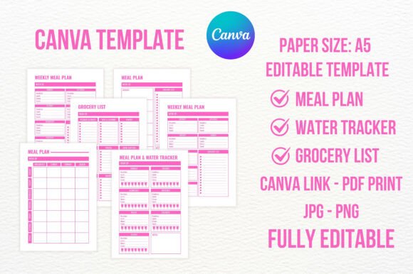 Canva Template Meal Plan and Grocery List