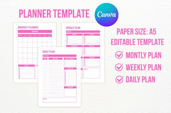 Planner Canva Template Daily Planner