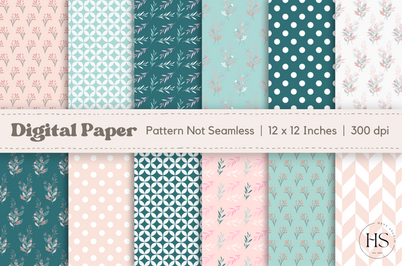 Vintage Pink Flowers Digital Paper Pack Graphic by Heyv Studio ...