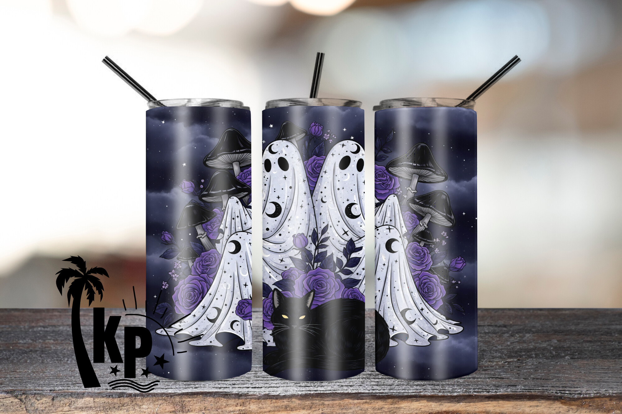 Witchy Moon & Stars Ghost Tumbler Wrap