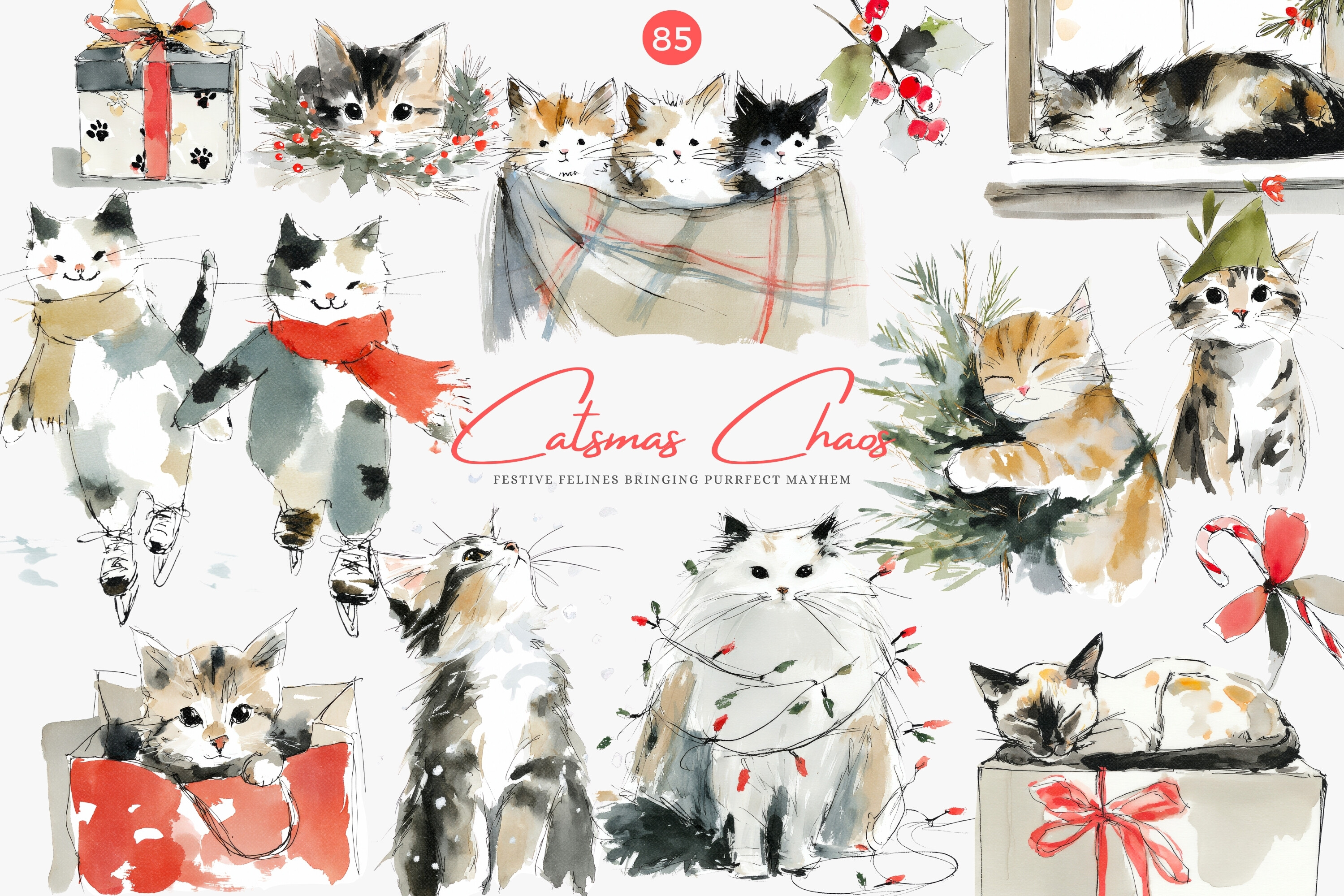 Christmas Cats Holiday Cats Set - photo 1