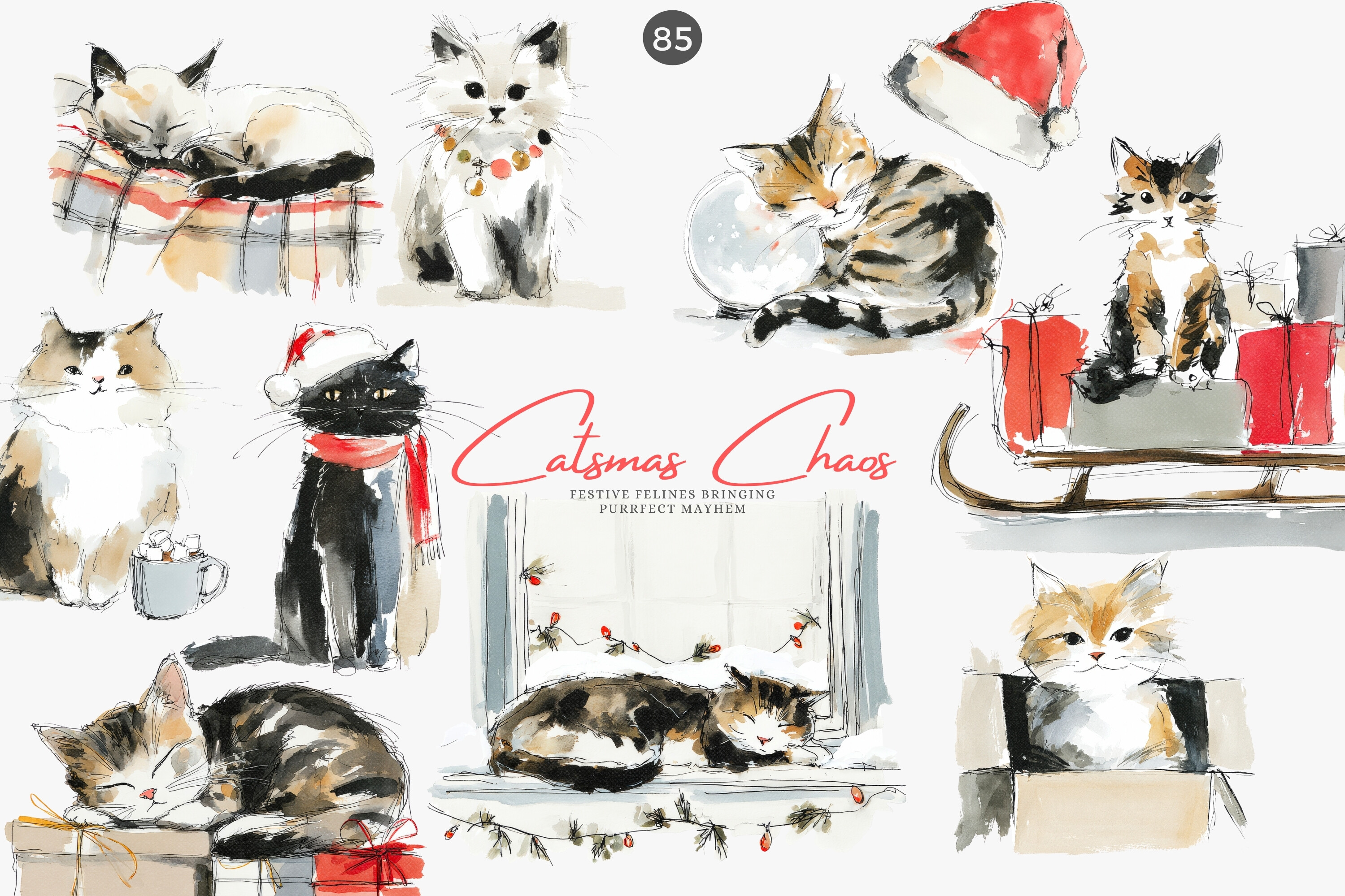 Christmas Cats Holiday Cats Set - photo 2