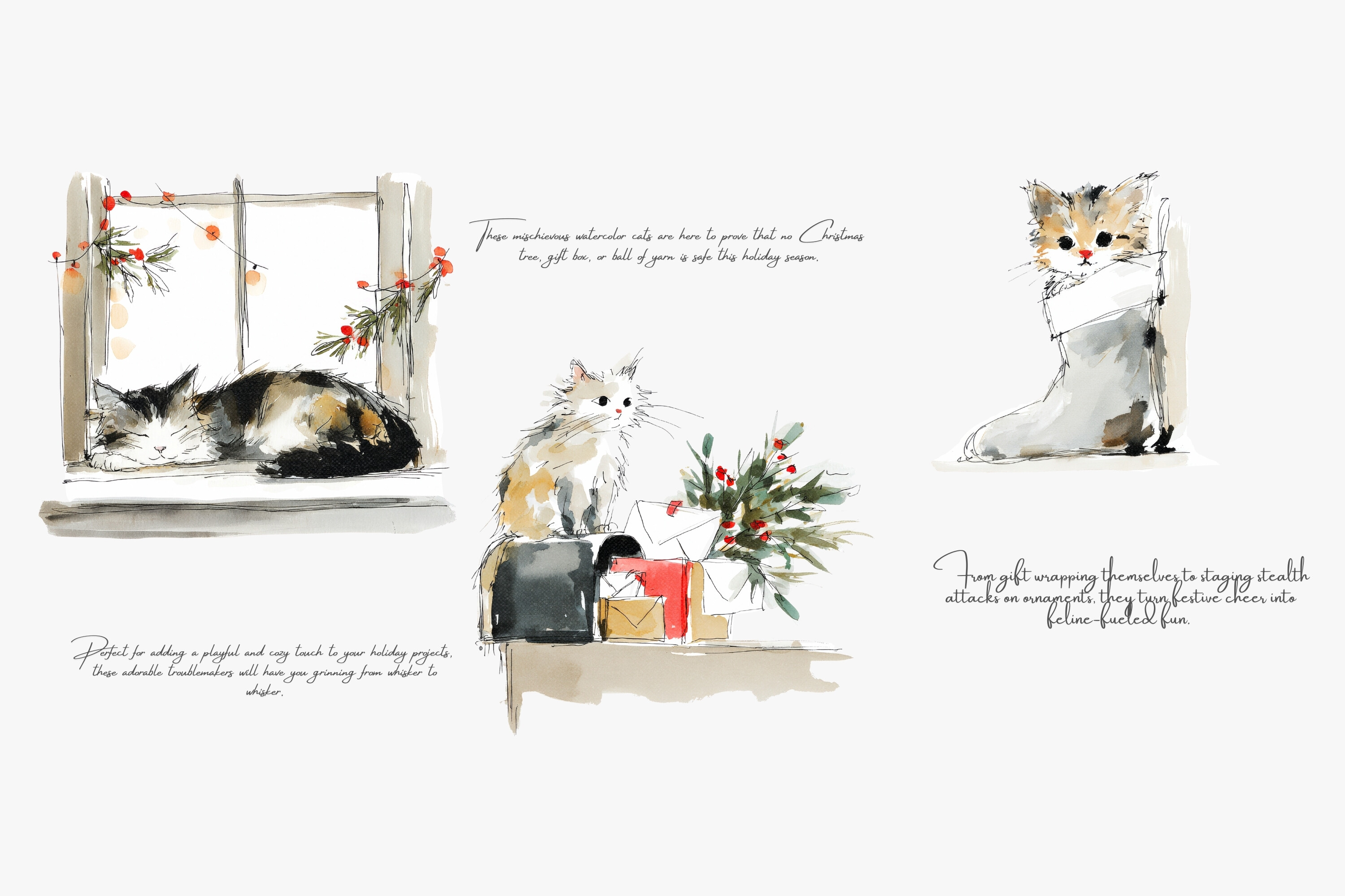 Christmas Cats Holiday Cats Set - photo 3