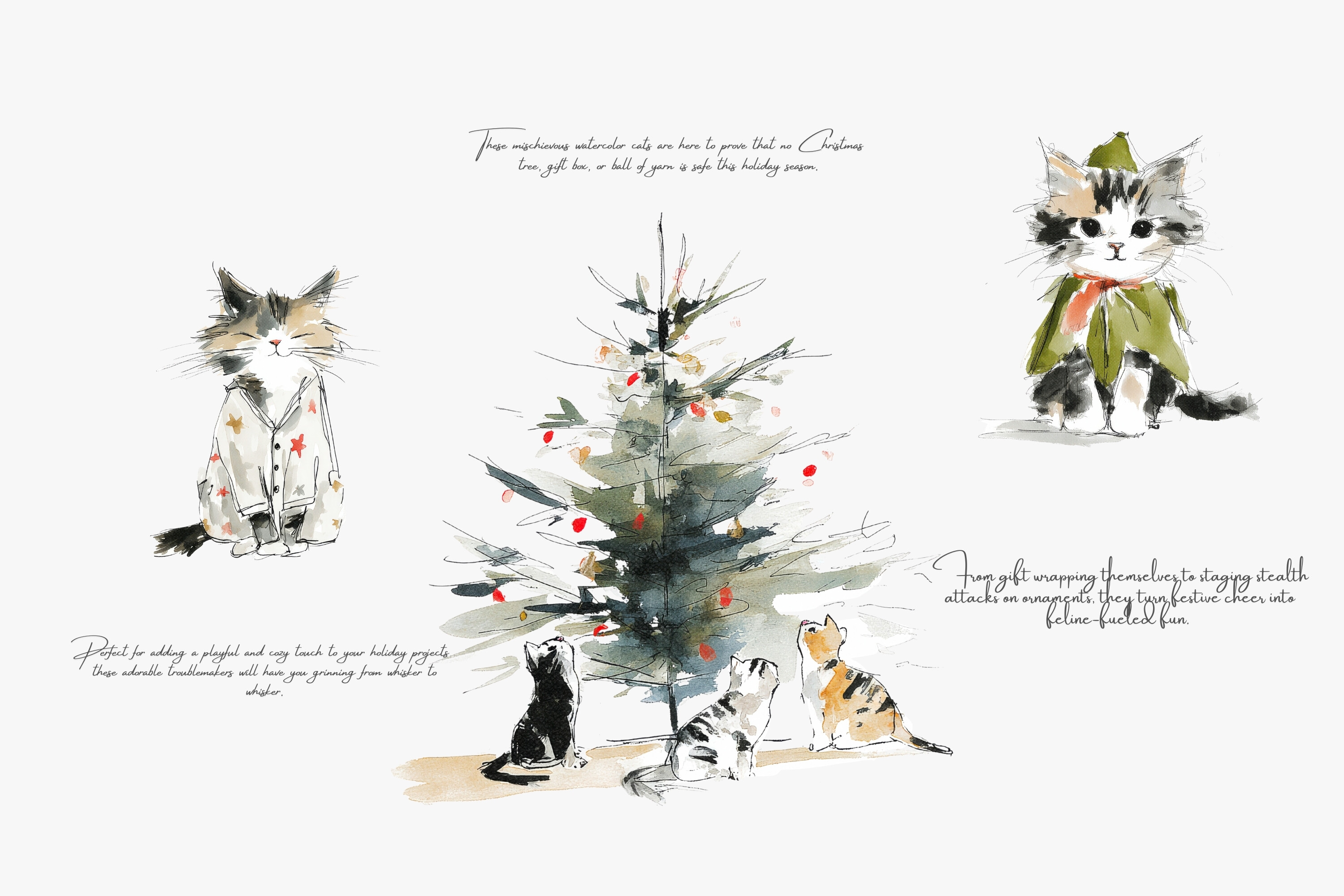 Christmas Cats Holiday Cats Set - photo 4