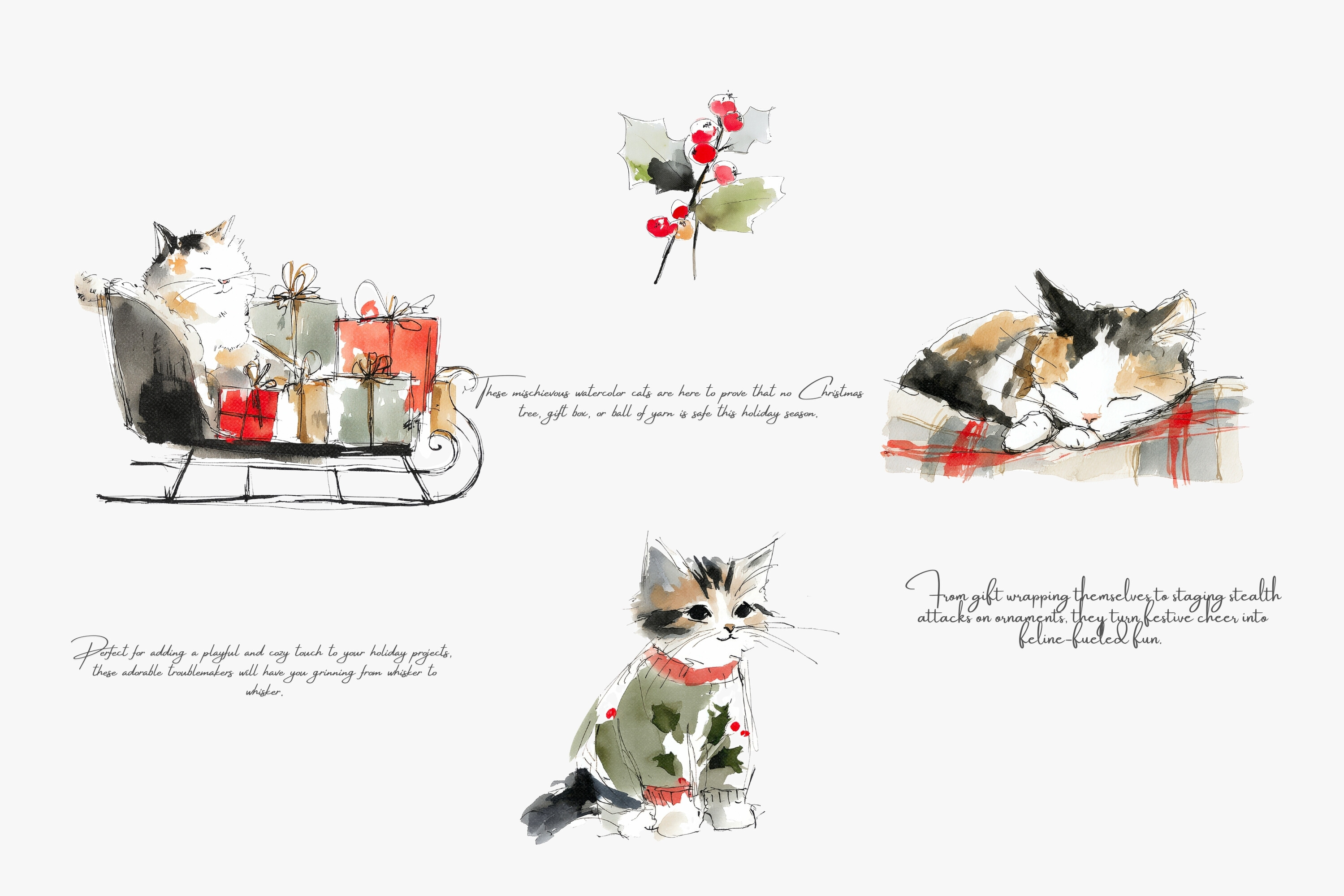 Christmas Cats Holiday Cats Set - photo 5