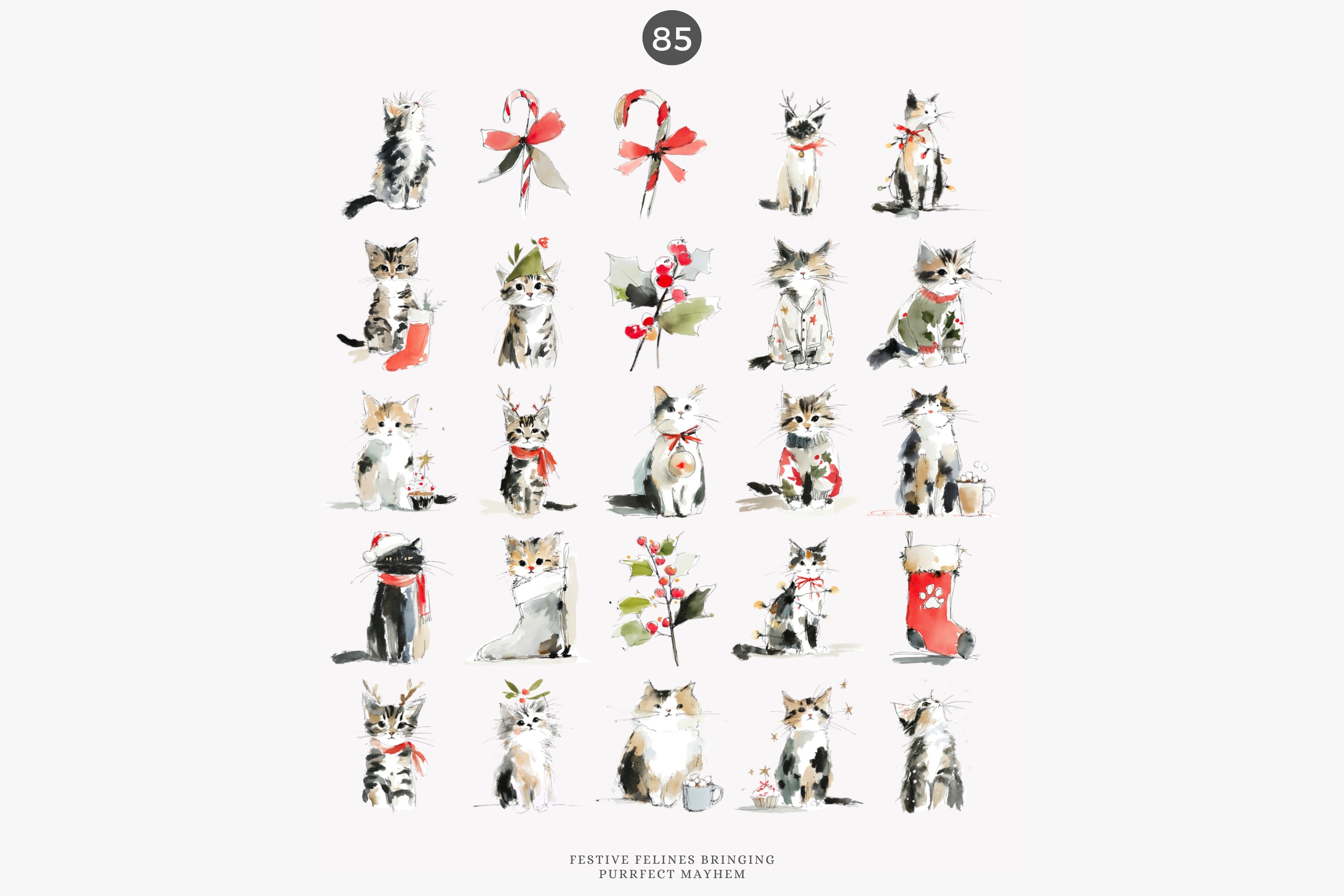 Christmas Cats Holiday Cats Set - photo 7