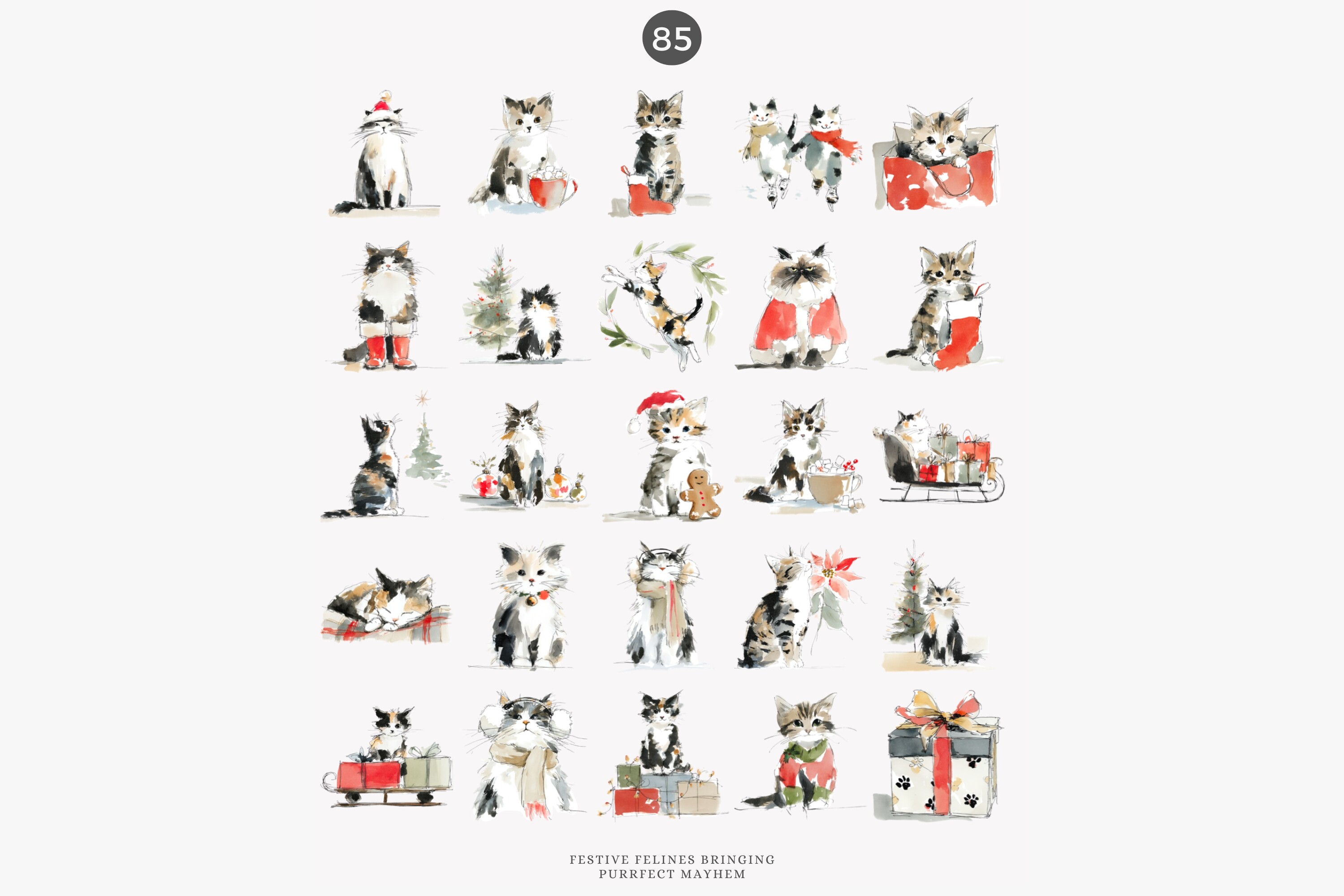 Christmas Cats Holiday Cats Set - photo 8
