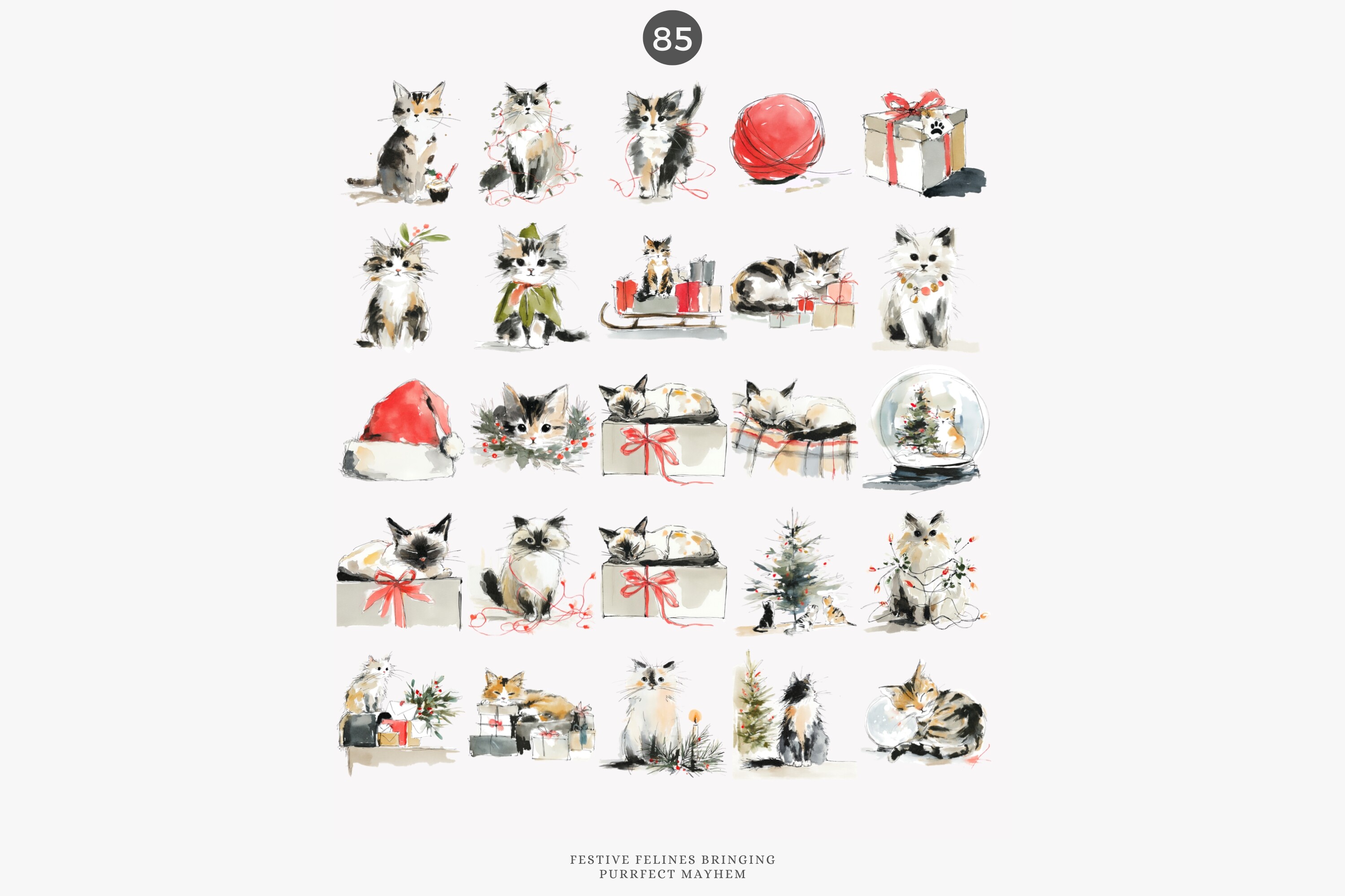 Christmas Cats Holiday Cats Set - photo 9