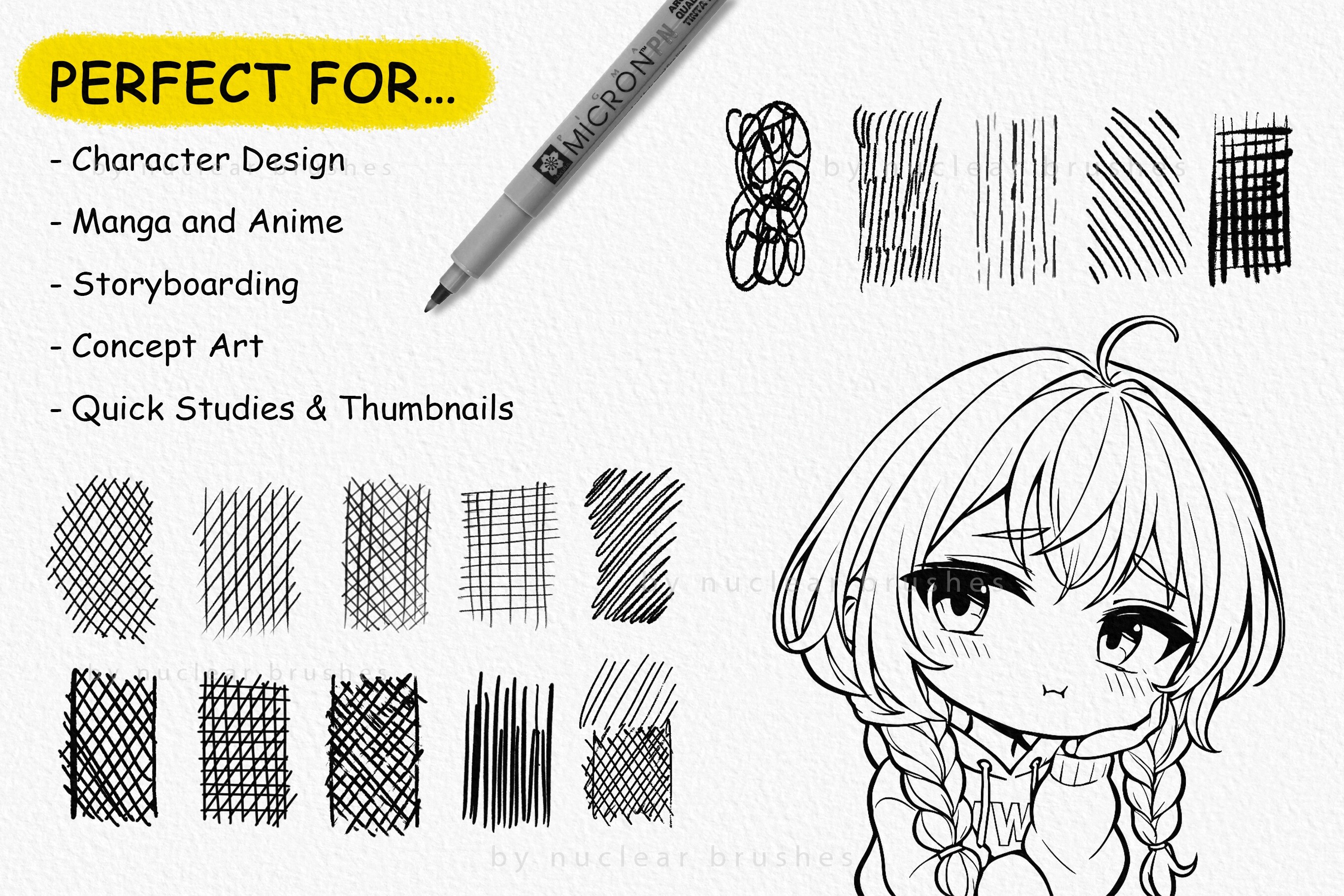 300 Fine Line Brushes for Procreate - photo 4