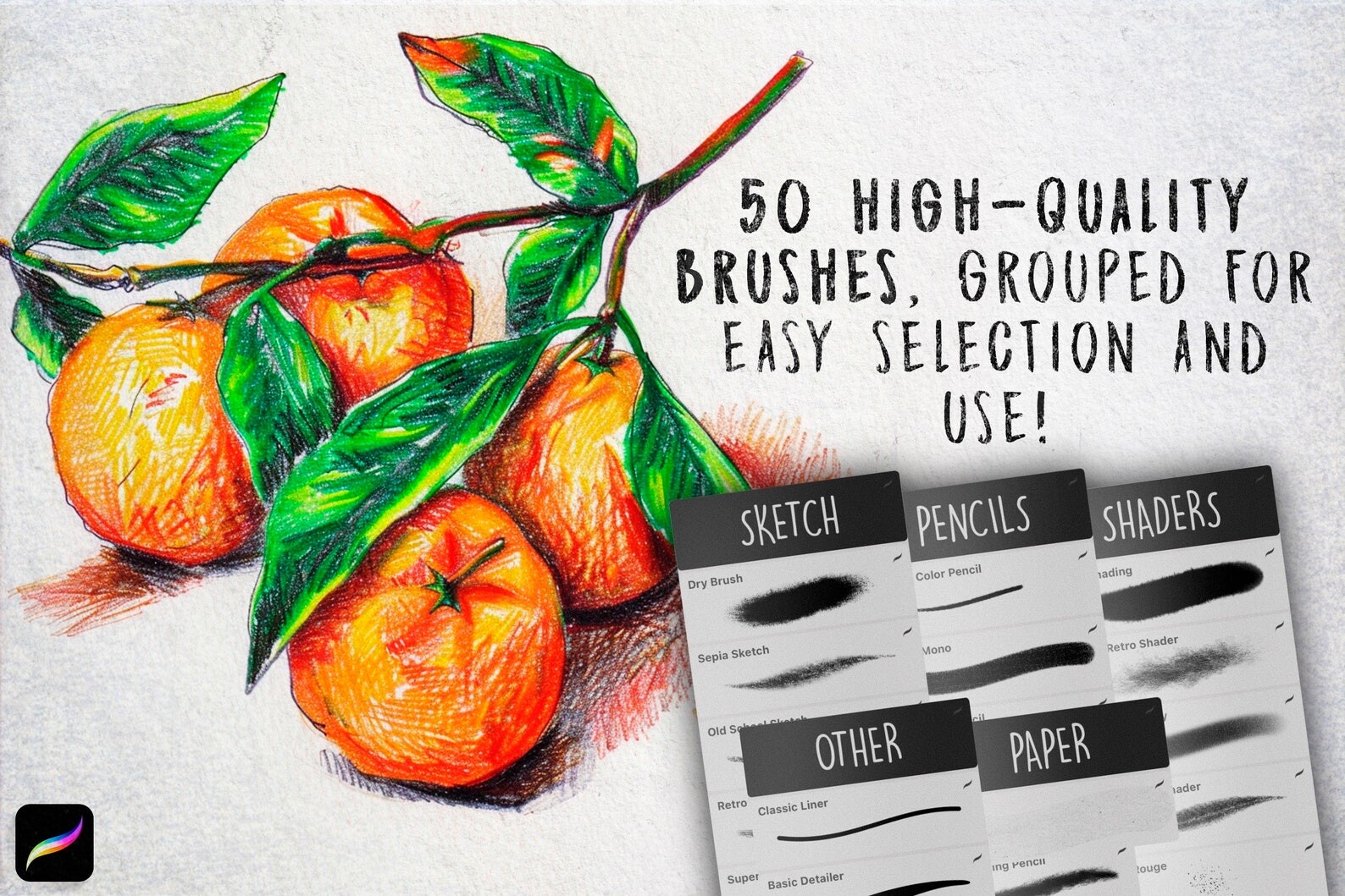 50 Retro Pencil Procreate Brushes - photo 3
