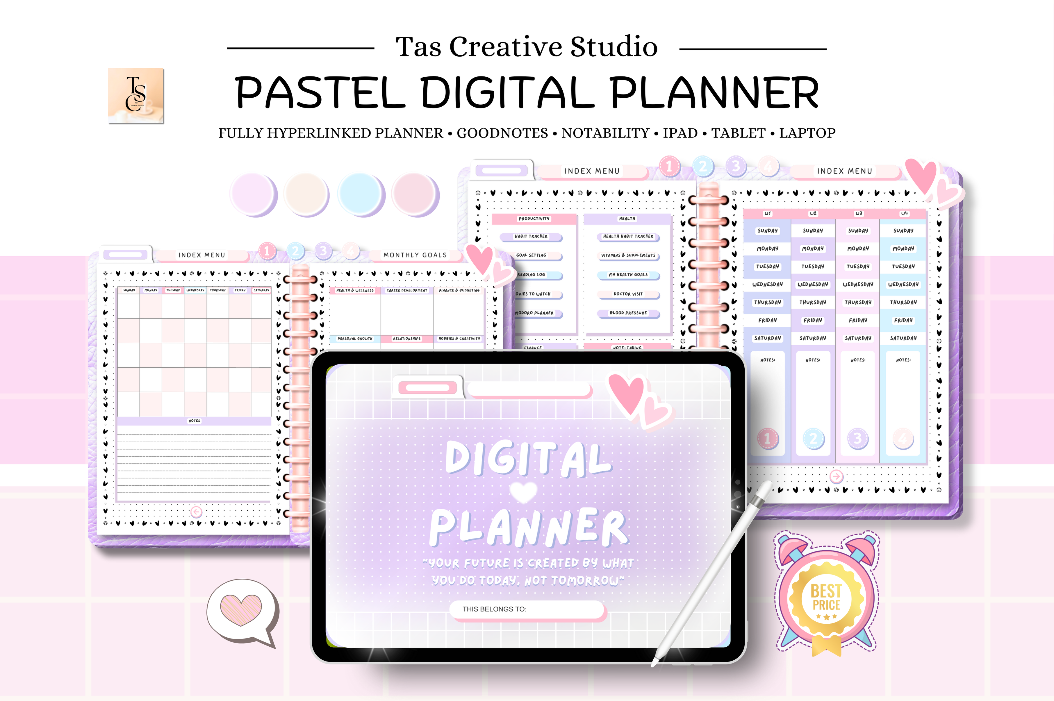 ADHD Undated Digital Planner Goodnotes