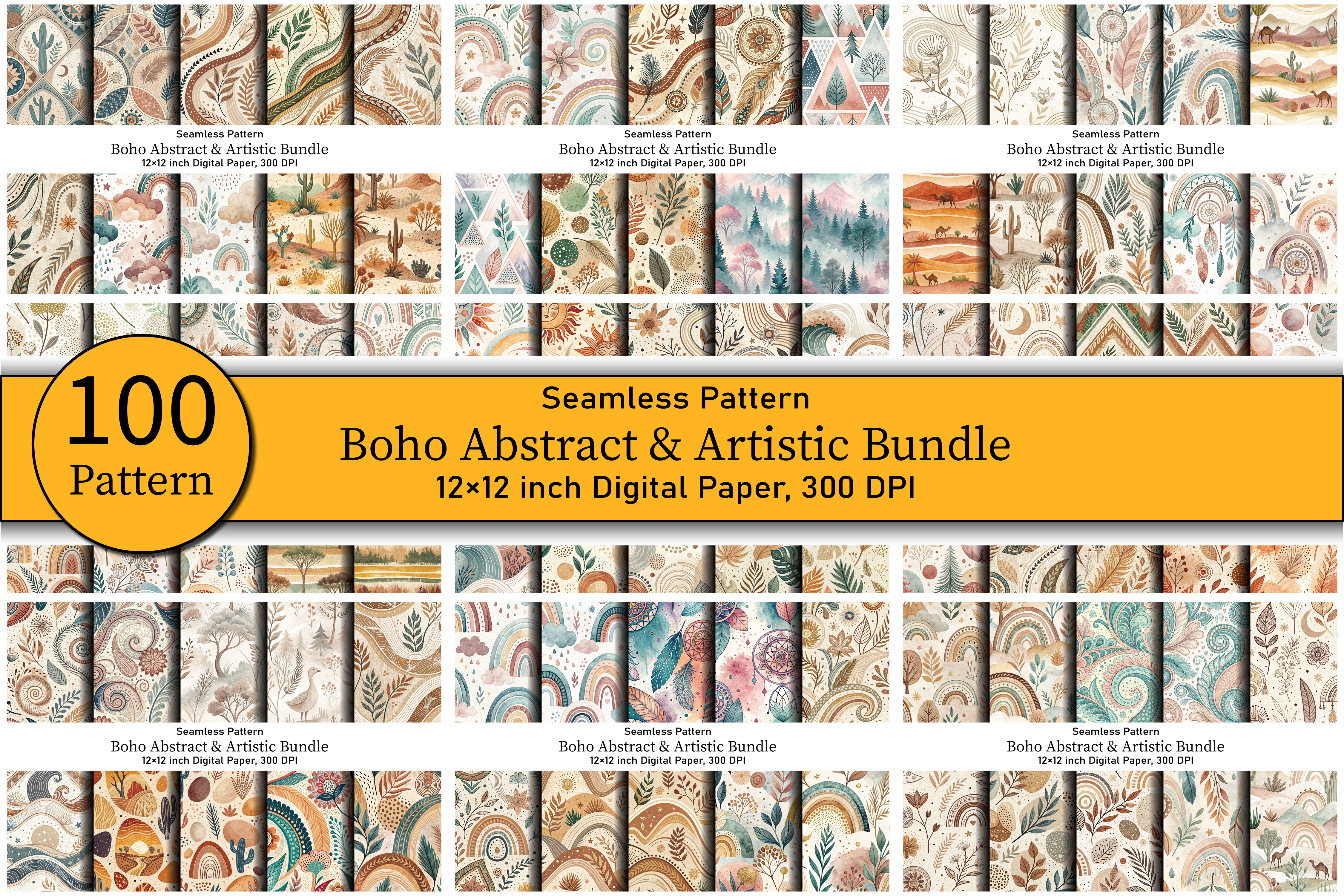 Boho Abstract Seamless Digital Paper Graphic by Design Store · Creative ...