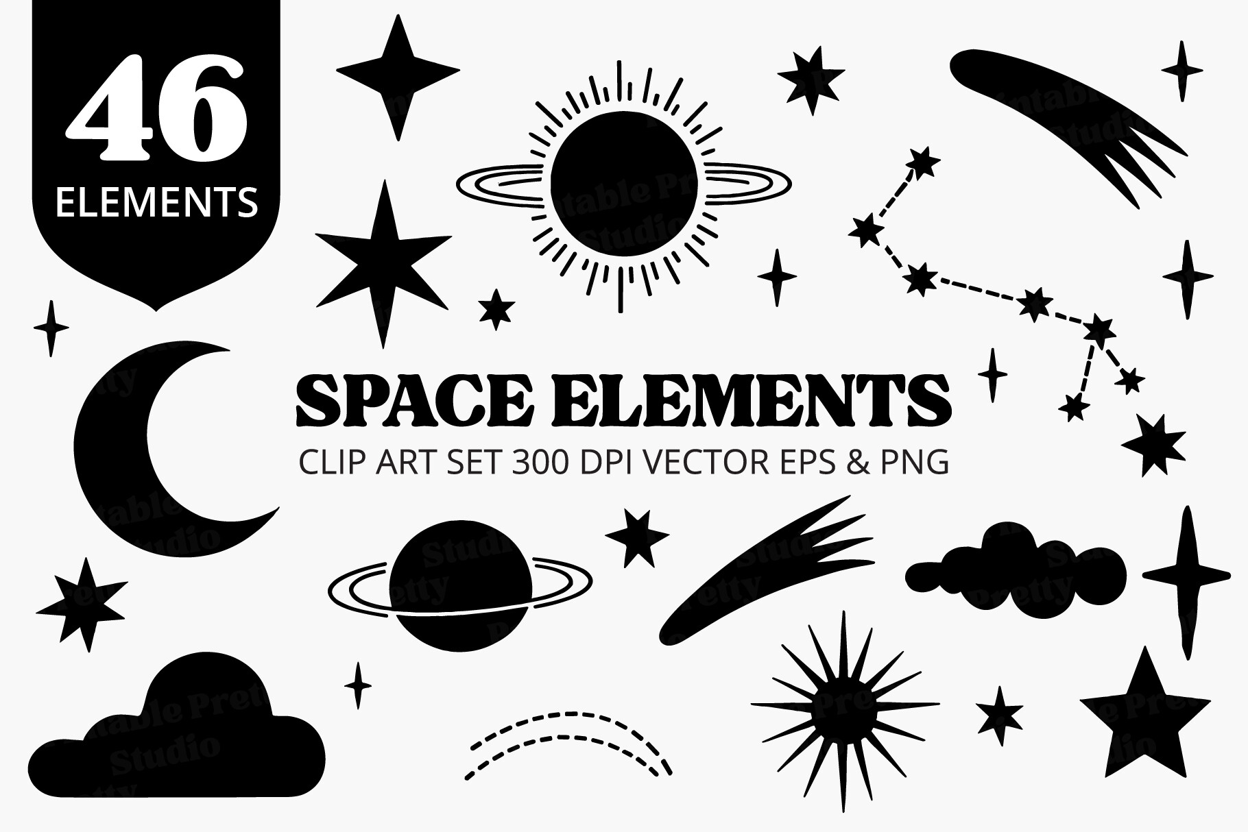 Celestial Space Clipart PNG & EPS