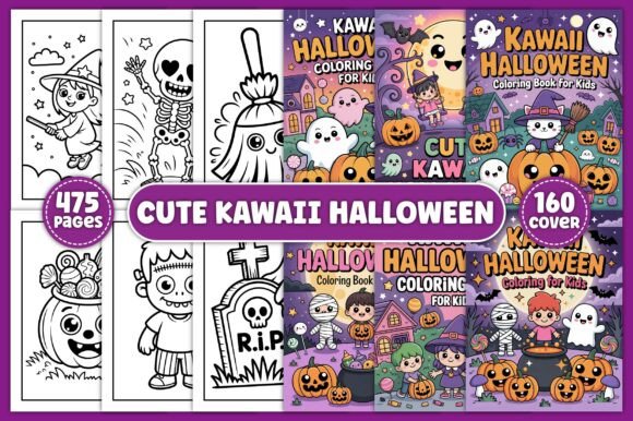 Cute Kawaii Halloween Coloring Pages