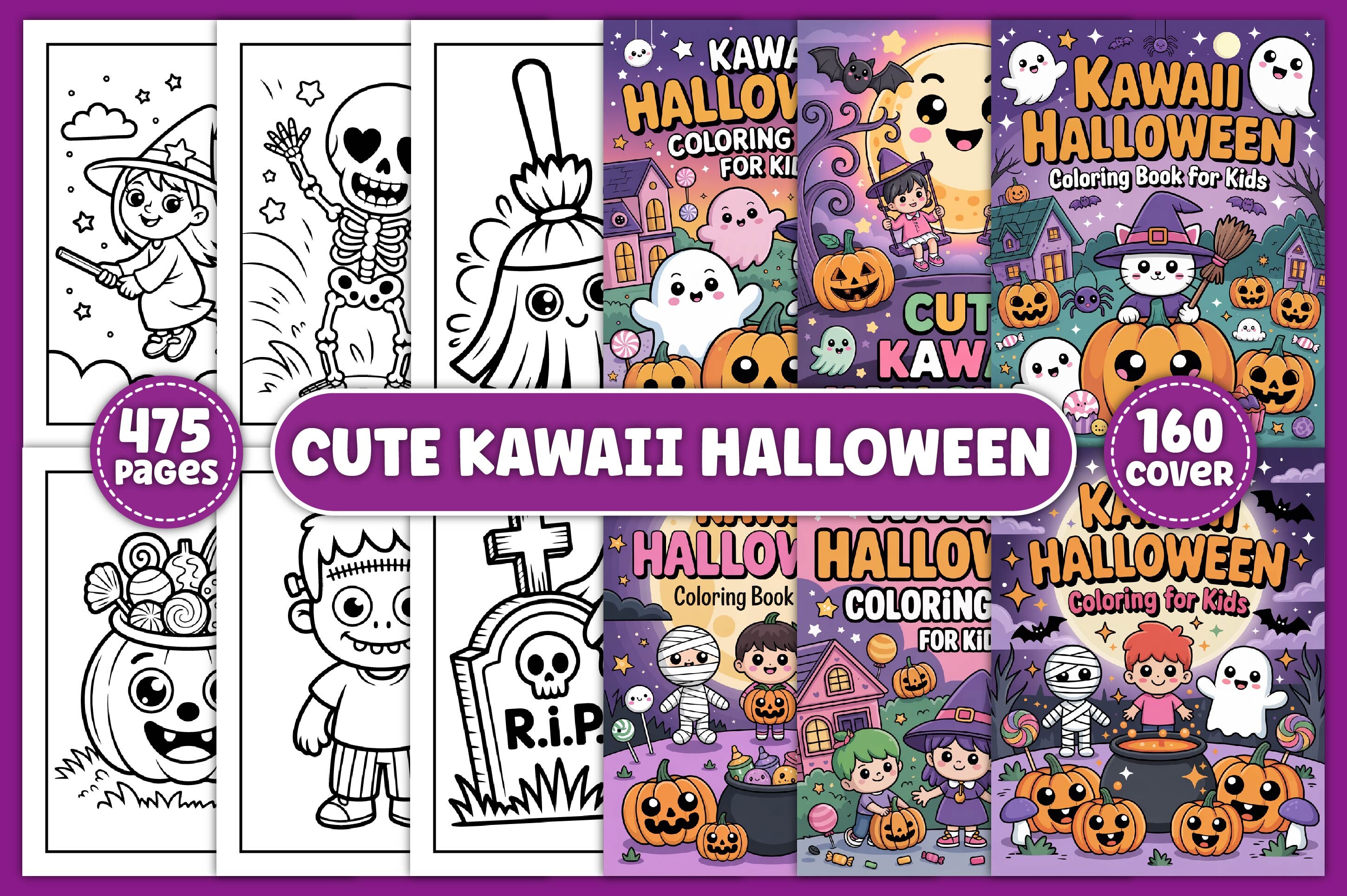 Cute Kawaii Halloween Coloring Pages