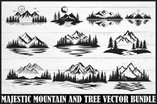 Majestic Mountain and Tree Vector Bundle