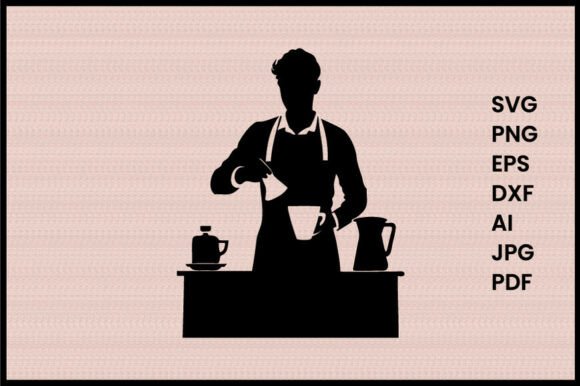 Barista Making Coffee Illustration Silho