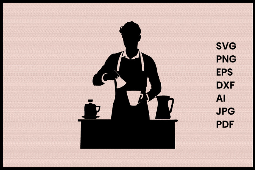 Barista Making Coffee Illustration Silho