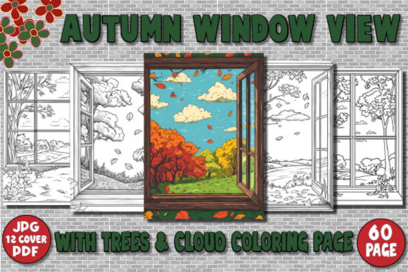 Autumn Window View with Trees & Cloud Co