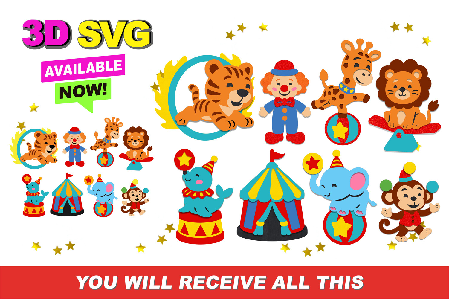 Circus Elements 3D SVG Graphic by Claudia Atencio · Creative Fabrica