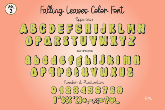 Falling Leaves Green Font PNG with transparent background - Preview 1