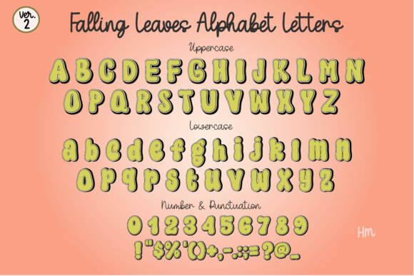 Falling Leaves Green Font PNG with transparent background - Preview 2
