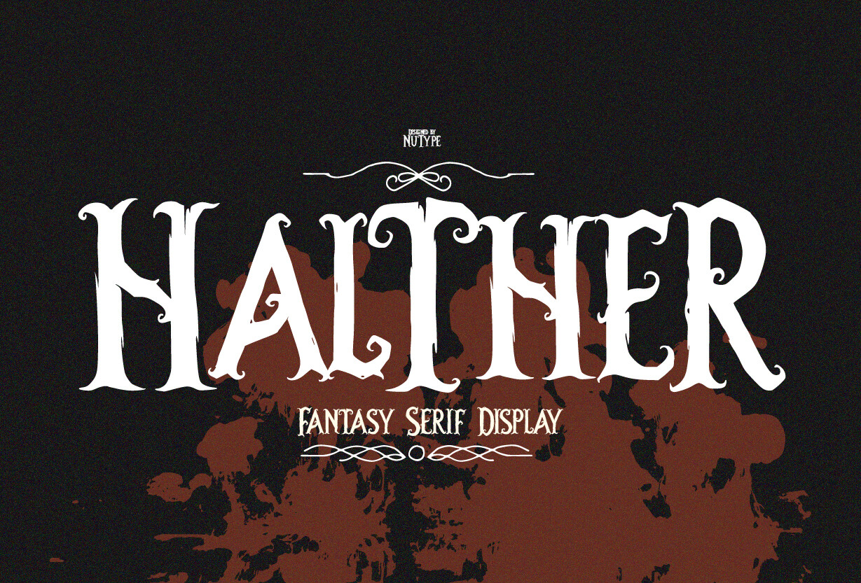 Halther preview, rugged dark display font