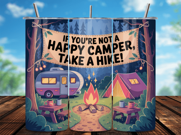 Happy Camper Camping Tumbler Wrap Design