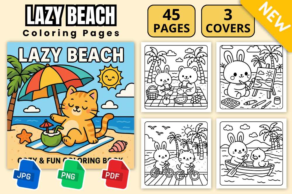 Lazy Beach Coloring Pages