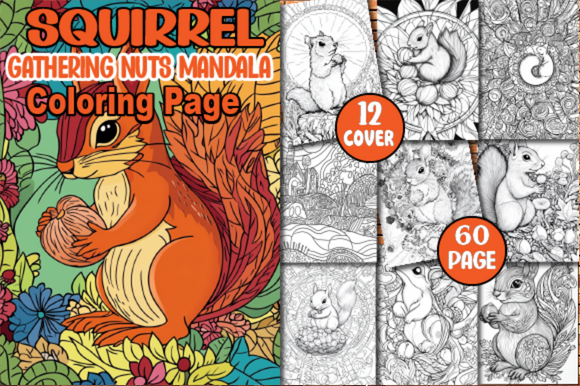 Squirrel Gathering Nuts Mandala Coloring