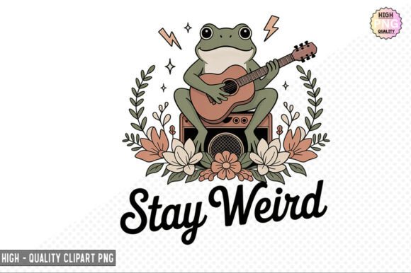 Stay Weird Frag with Guitar Sublimation Graphic T-shirt Designs By SVG Print design